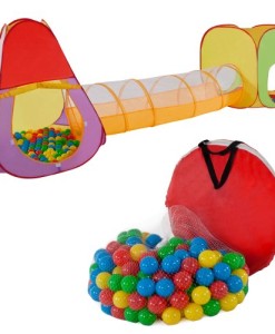TecTake-Wrfel-Kinderspielzelt-Spielhaus-Kinderzelt-mit-Krabbeltunnel-200-Blle-Tasche-0