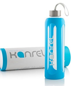 Trinkflasche-Glas-1L-500ml-von-Kanrel-Blau-Rosa-Ideal-fr-Schule-Sport-Fitness-mit-Silikonhlle-Schutzhlle-Verschluss-ist-Auslaufsicher-Splmaschinen-geeignet-Plastikfrei-1000ml-1-Liter-0