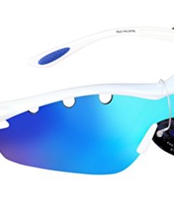 RayZor-Professional-leichte-UV400-White-Sports-Wrap-Ski-Snowboard-Sonnenbrille-mit-einem-1-Stck-belftet-Blau-Iridium-verspiegelt-Blendfreie-Objektiv-0