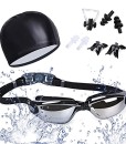 Schwimmbrille-AntibeschlagLaufen-100-UV-Schutz-kein-Spiegelbeschichtete-Linsen-Auslaufen-Taucherbrille-Silikonband-mit-Schnellverschluss-Einstellbare-Geschenke-NasenklammerOhrstpsel-Badekappe-0