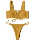 Shinely-Damen-Ribbed-Texture-Lace-up-Verband-Bandeau-Triangel-Bikini-Set-Zweiteilig-Badeanzug-Bademode-0
