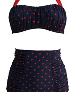 Tailloday-Damen-Push-up-Retro-Dots-Badenmode-Vintage-Bandeau-Bikini-Sets-High-Waist-0