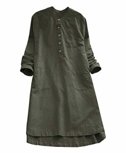 Yazidan-Kleid-Frau-Mode-Retro-Lange-rmel-Sweatshirt-Beilufig-Outfits-Lose-Kleider-Taste-Oberteile-Solide-Bluse-Pure-Farbe-Abschlag-Mini-Hemd-Dreiviertel-Tunika-Bischofsrmel-Bluse-0