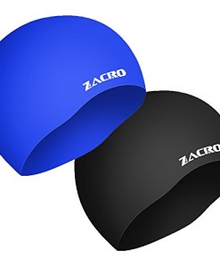 Zacro-2-Stck-Schwimmkappe-Nahtlose-Silikon-Badekappe-makellos-Silikonschwimmkappe-Schwarz-und-Blau-0