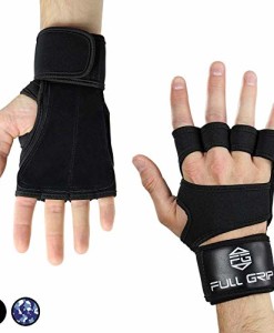 FULL-GRIP-Fitness-Handschuhe-mit-sttzender-Handgelenkbandage-Trainingshandschuhe-fr-Crossfit-und-Kraftsport-mit-Einer-Handinnenflche-aus-Leder-0