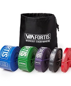 VIA-FORTIS-Premium-Fitnessbnder-mit-Tasche-und-bungsanleitung--Klimmzug-Band-fr-Crossfit-Calisthenics-oder-Freeletics-Workout--Resistance-BandWiderstandsband-in-verschiedenen-Gren-0