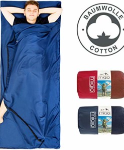 MIQIO-2in1-Baumwoll-Httenschlafsack-mit-durchgngigem-Reiverschluss-Koppelbar-Leichter-Komfort-Reiseschlafsack-und-XL-Reisedecke-in-Einem-Sommer-Schlafsack-Innenschlafsack-Inlett-Inlay-0