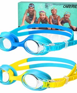 OMERIL-Schwimmbrille-Kinder-2-Stcke-Swimming-Goggles-Antibeschlag-Lecksicher-Wasserdicht-und-Weiches-Silikon-Swim-Goggles-Grenverstellbar-Premium-Schwimmbrille-fr-Kinder-mit-Tragbare-Tasche-0