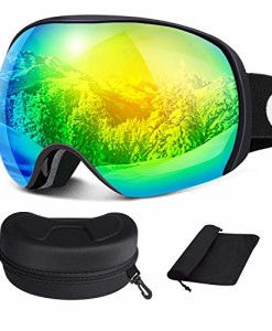 Oladwolf-Skibrille-Herren-und-Damen-OTG-Verspiegelt-fr-Brillentrger-Doppel-Objektiv-und-Anti-Fog-100-UV-Schutz-Schneebrille-Helmkompatible-Snowboardbrille-fr-Mdchen-und-Jungen-Grn-0