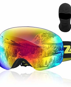 Zacro-Skibrille-Snowboardbrille-100-UV400-Schutz-OTG-Doppellinsenbrille-fr-Herren-und-Damen-Grn-0