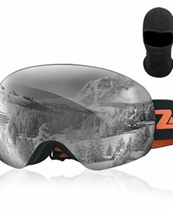 Zacro-Skibrille-Snowboardbrille-100-UV400-Schutz-OTG-Doppellinsenbrille-fr-Herren-und-DamenGrau-0