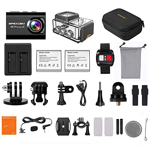 2019-NewApexcam-Action-cam-4K-20MP-Sportkamera-EIS-WiFi-Wasserdichte-Unterwasserkamera-40M-Externes-Mikrofon-20LCD-170--Weitwinkel-24G-Fernbedienung-2x1200mAh-Batterien-und-mehrere-Zubehrteile-0-5